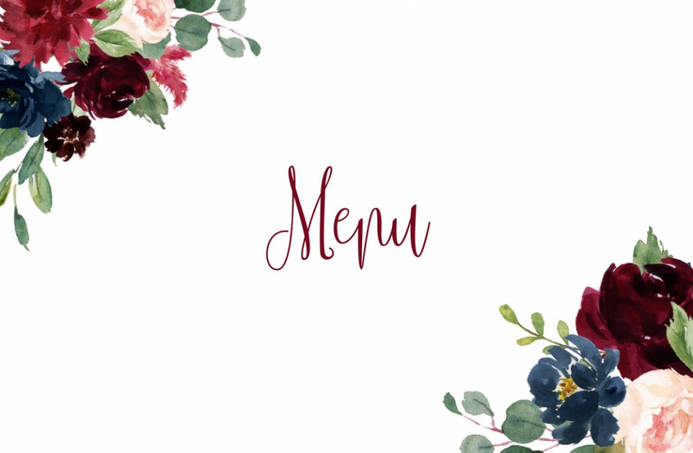 Menukaart romantisch floral