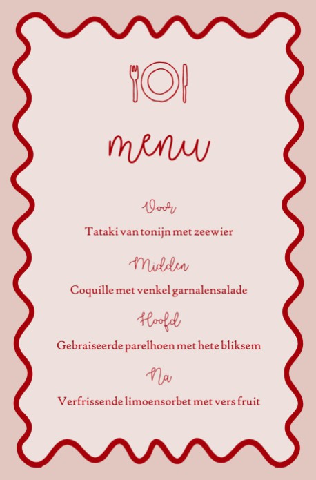 Menu kaart bruiloft vrolijk en speels