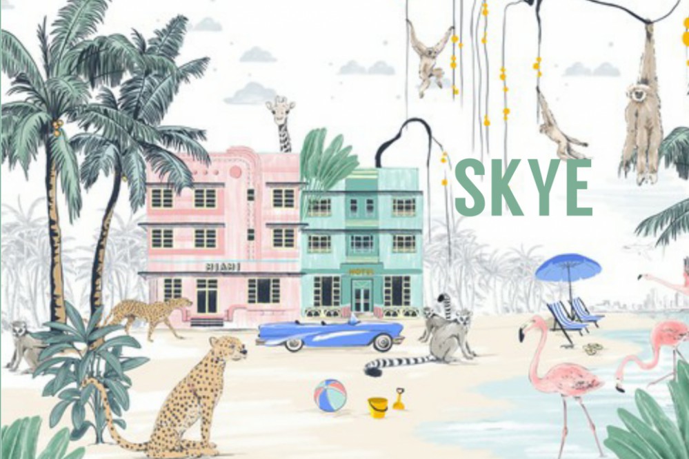 Geboortekaartje 'Miami Beach' van Annet Weelink Design.