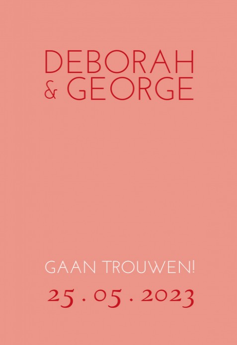 Minimalistische trouwkaart in schitterende kleuren