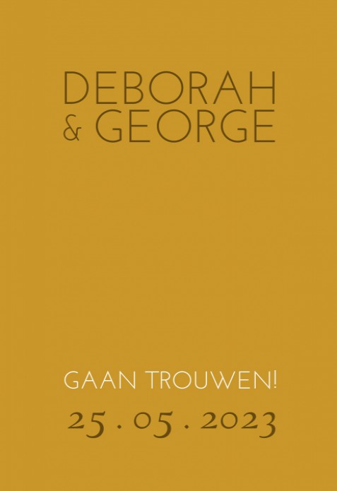 Minimalistische trouwkaart in schitterende kleuren