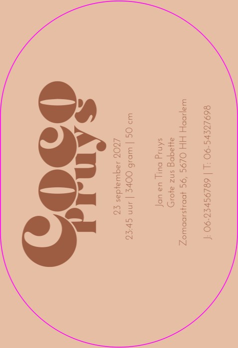 Ovaal geboortekaartje color splash grafisch