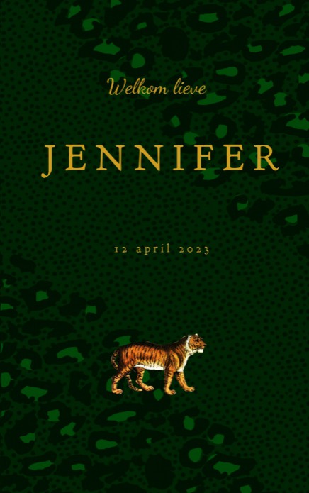Panter geboortekaartje meisje donkergroen met goudfolie