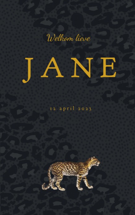 Panter geboortekaartje met goudfolie