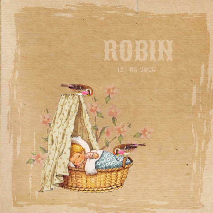 Retro geboortekaartje kraft