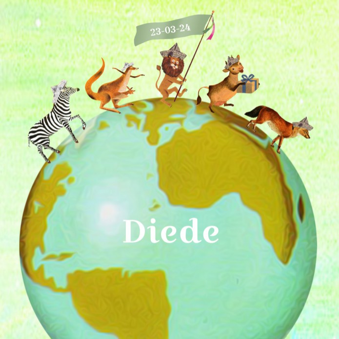 Retro geboortekaartje met wereldbol