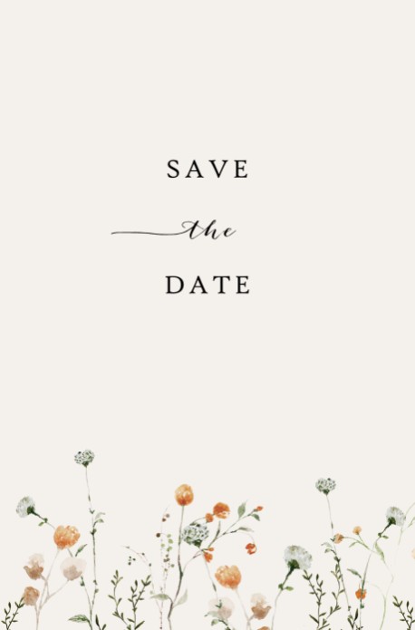Romantische save the date veldbloemen