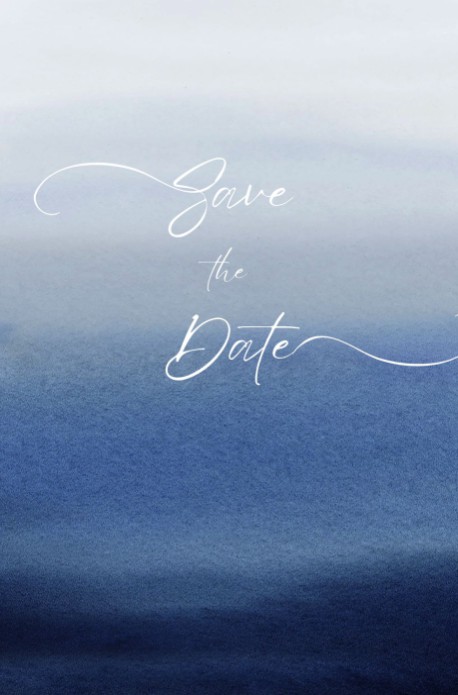 Save the date water color ombre blauw