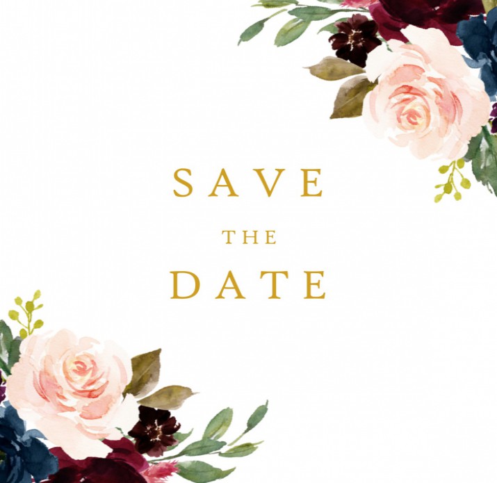 Save the date watercolor met foliedruk