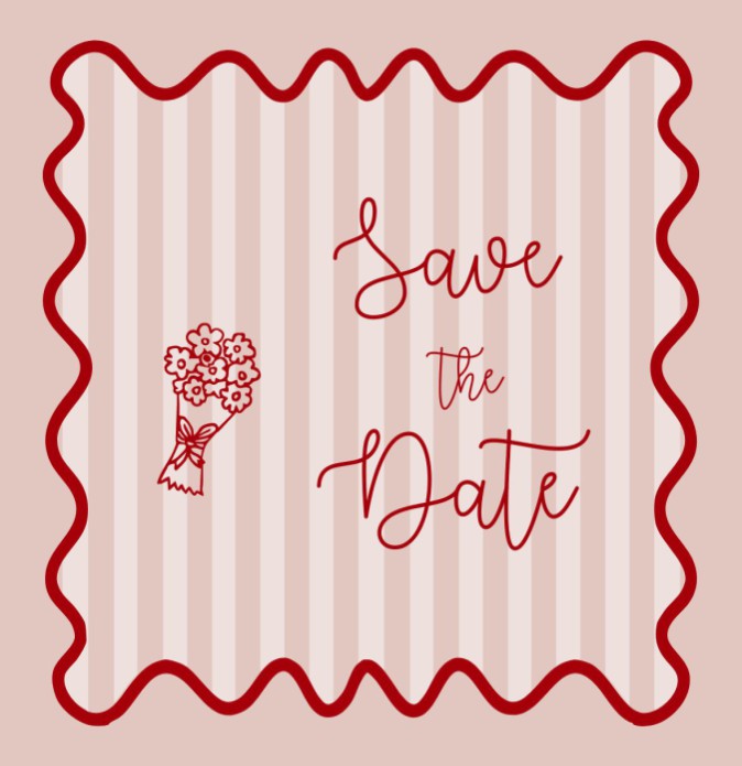 Save the date vrolijk met speels kader