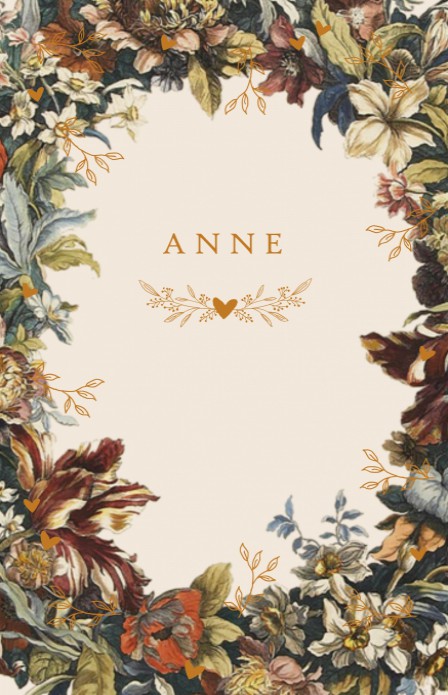Geboortekaartje met vintage bloemen border