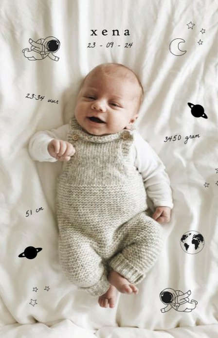 Geboortekaartje met foto avontuurlijk met astronauten