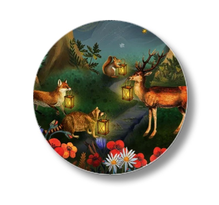 Sluitsticker lantaarntjes in het bos