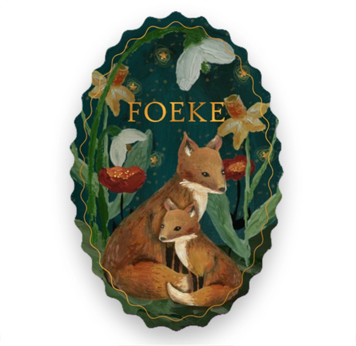 Geboortekaartje vosje tussen de bloemen