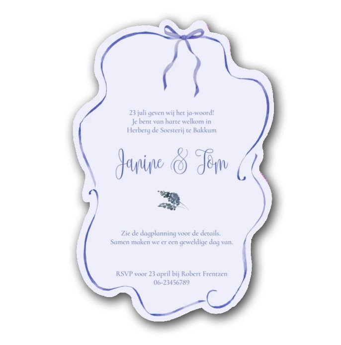 Trouwkaart met lint en strik