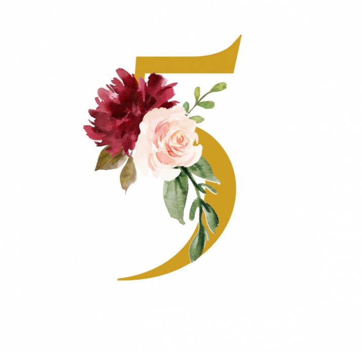 Trouwen | tafelnummers in foliedruk met watercolour bloemen