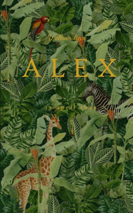 Tropisch geboortekaartje met goudfolie