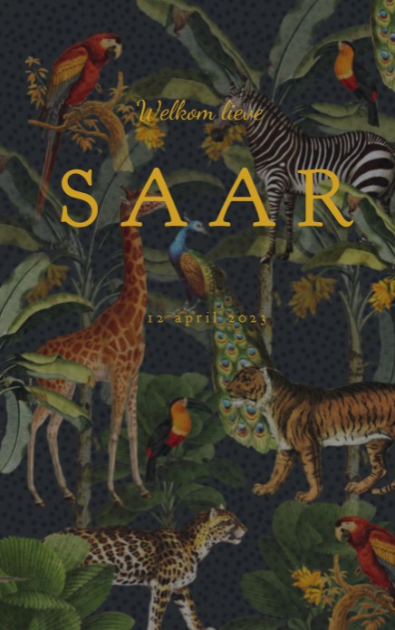 Tropisch geboortekaartje met goudfolie