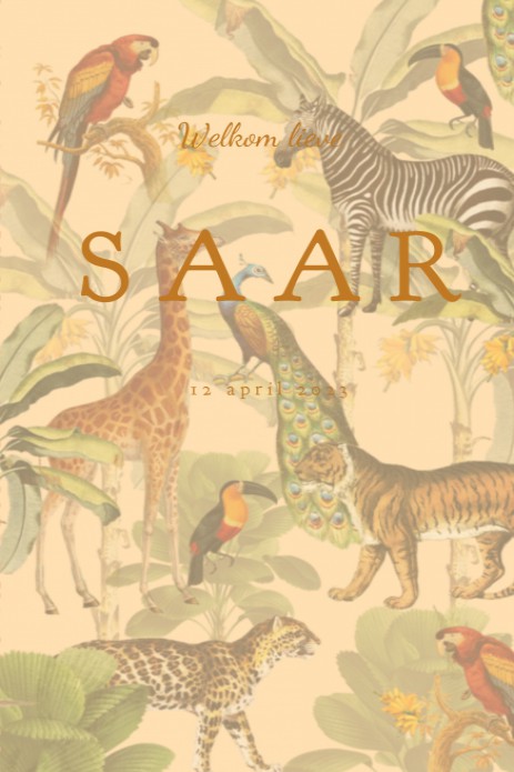 Tropisch geboortekaartje met koper foliedruk