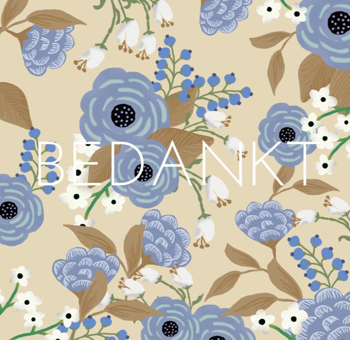 Trouwen bedank kaart vrolijke bloemen