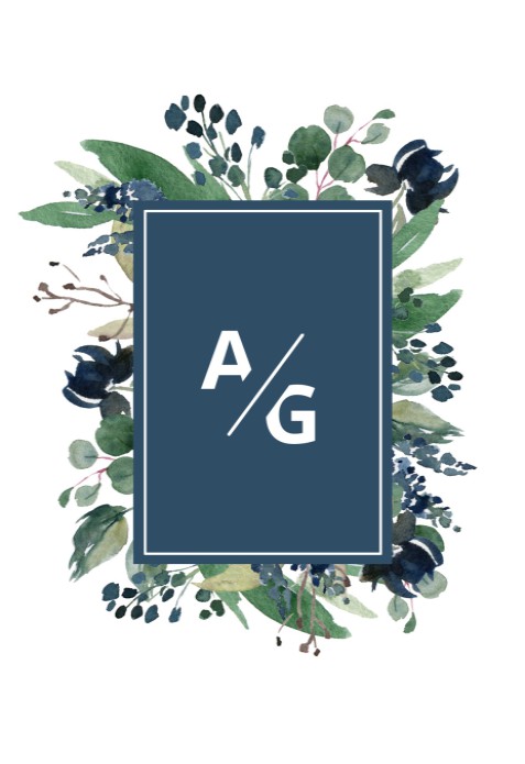 Trouwkaart met bladeren en takjes