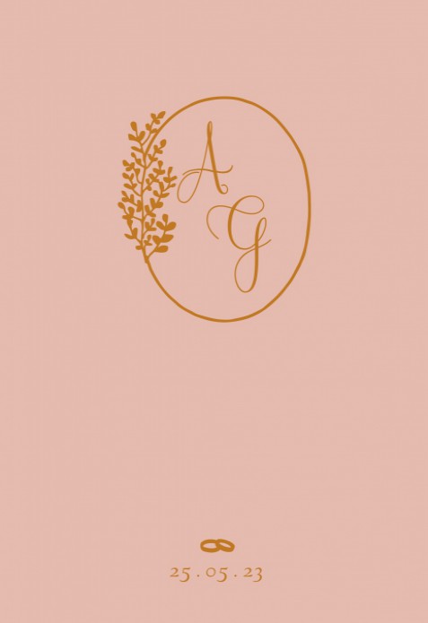 Foliedruk trouwkaart met botanisch elementje