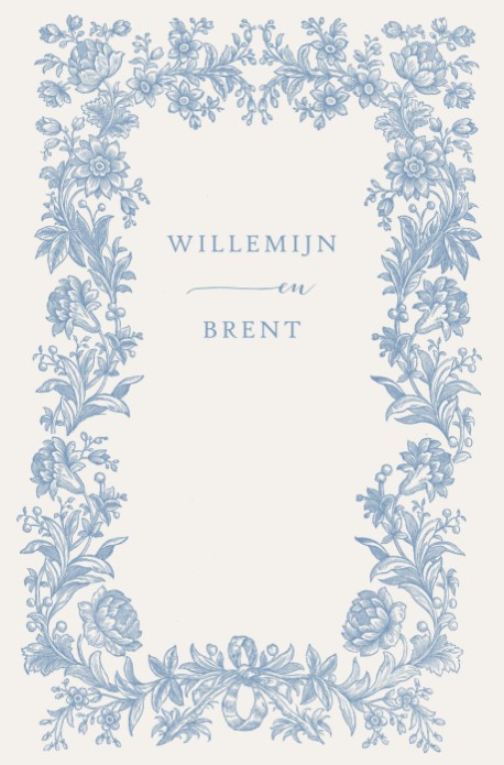 Trouwkaart romantisch botanisch kader