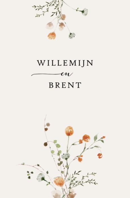Trouwkaart romantische veldbloemen