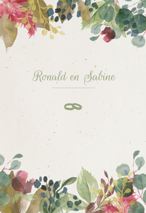 Trouwkaart rustic chic watercolour