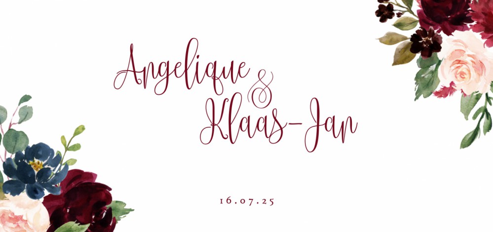 Trouwkaart romantisch met watercolour bloemen
