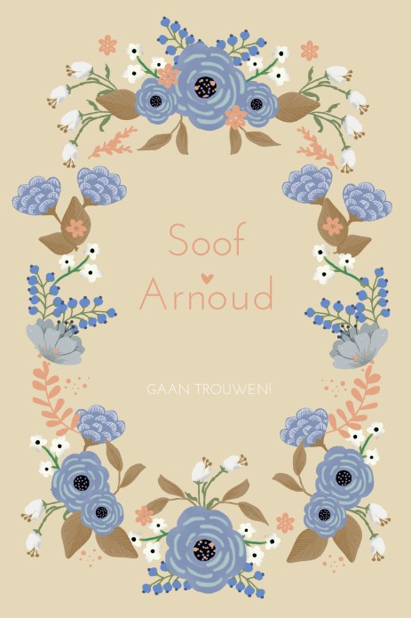 Trouwkaart met vrolijke bloemen