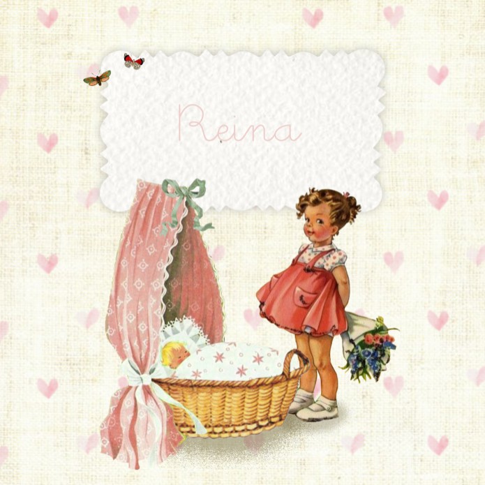 Vintage geboortekaartje grote zus