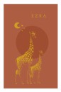 Geboortekaartje foliedruk giraffe roestbruin voor