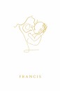 Geboortekaartje lijntekening moeder en baby voor